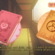 A pink and yellow book decorated in eldritch symbols and gold pages float in front of D while he stands outside of his apartment.